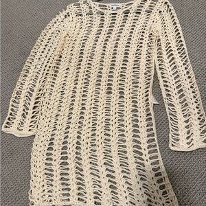 superdown Cream Crochet Swim Coverup